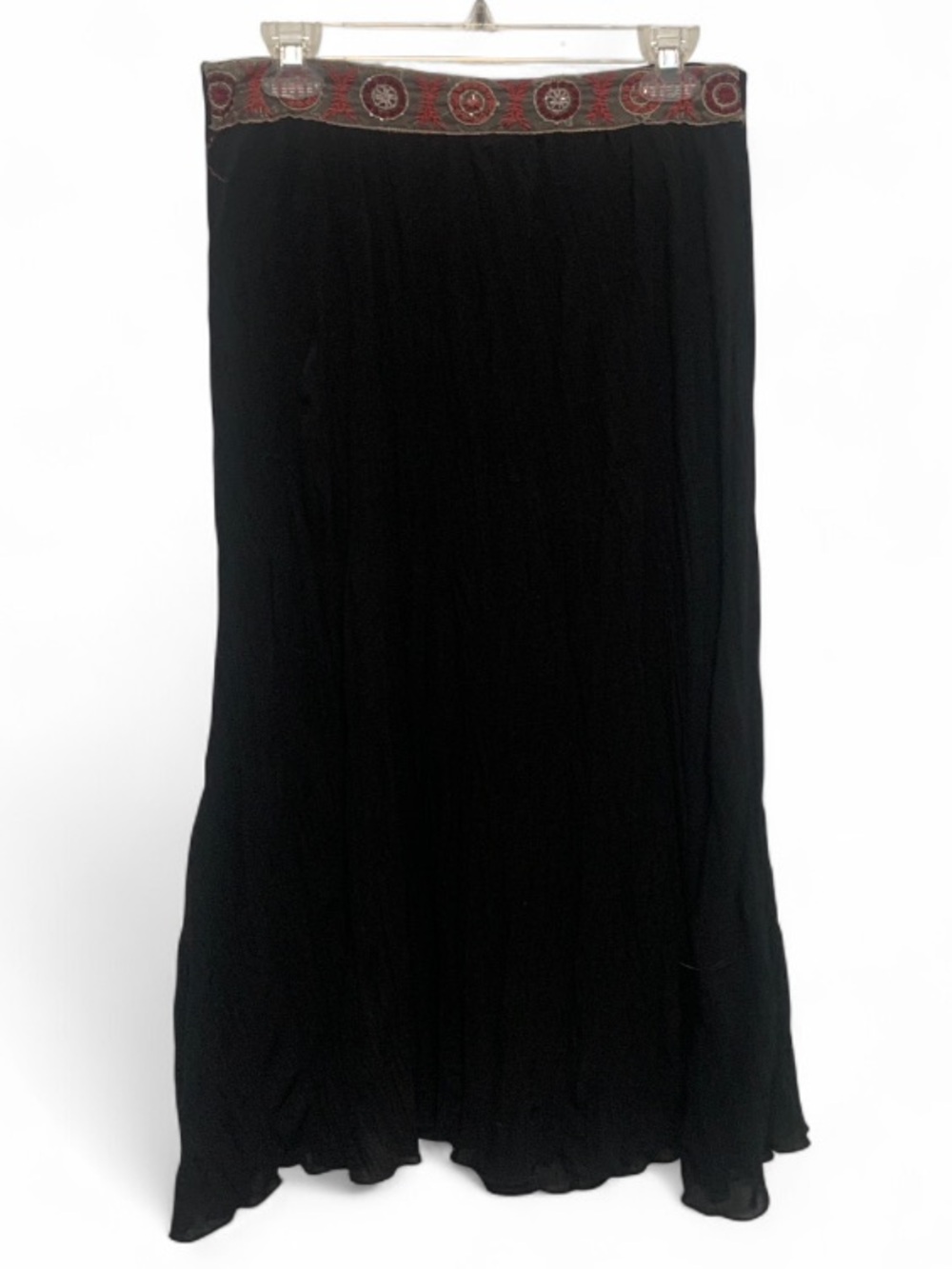 Y2K Vol 1 Black Bohemian Midi Skirt with Decorative Waistband